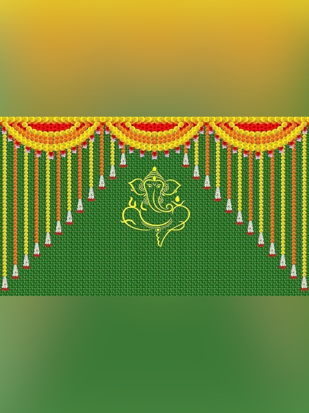 Abrand Green & Yellow Ganesha Decorative Wall Art